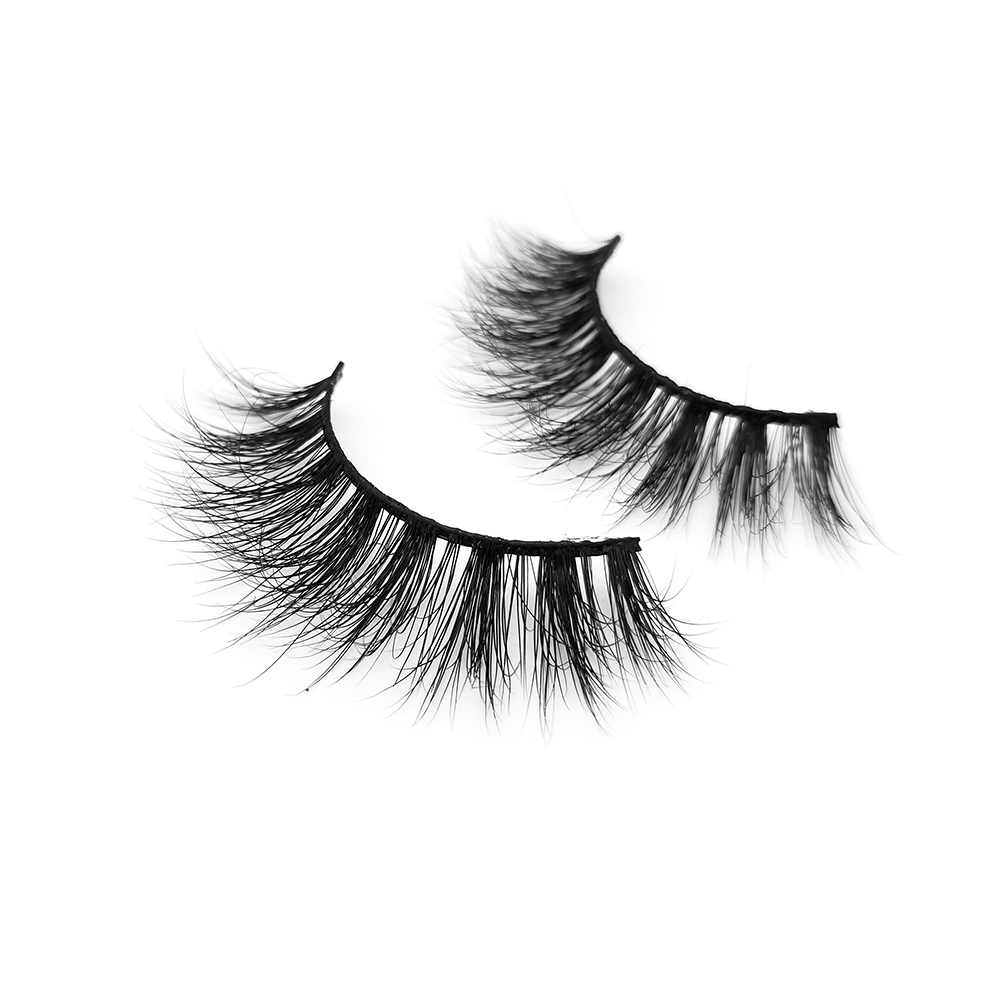 Wholesale Price Matte Black 3D Real Mink Fur Strip Lashes with Private Label  UK USA YY53